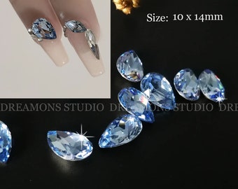 SWAROVSKI Crystals Light Blue Rhinestones Gem Non-hot Fix Multifaceted High Quality 3 Shapes for Nail Art and Design