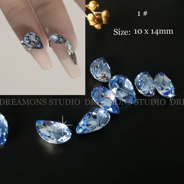 SWAROVSKI Kristalle Hellblau Strass Edelsteine Non-hot Fix Multifaceted Hochwertige 3 Formen für Nail Art und Design