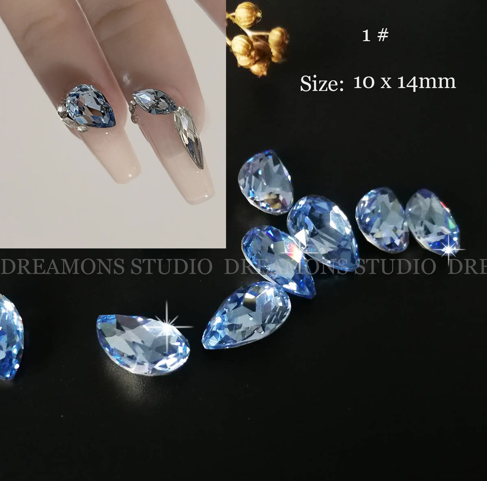 20 Pack Crystal Rhinestones for Nails, Nail Rhinestones, 3D Crystal  Rhinestones, Flatback Crystal Rhinestones, Iridescent 