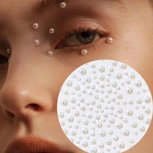 Gesichtsjuwelen, runder Perlenaufkleber, Gesichtsperlen, Gesicht Strass, Festival Party Make Up, selbstklebende Edelsteine