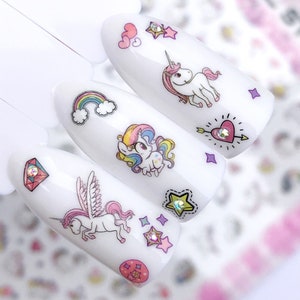 Animal Nail Art Decals,Cute Unicorn Stickers,Horse Self-Adhesive Decor,Nail Art Design,F454