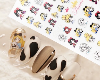 Pretty Girl Sticker,Cartoon Nail Art Deaign, Young Lady Self-Adhesive Nail Decals