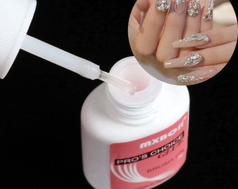 Nail Glue Brush On,Adhesive Super Bond for Fake Nails, Professional Nail Glue with Brush, Extra Strong Non Damaging