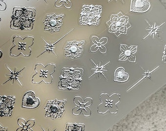 Shiny Gold/ Silver Bohemian style Sticker,Hologram Cross Star Design, Nail Glamour Art Stickers, Self-Adhesive