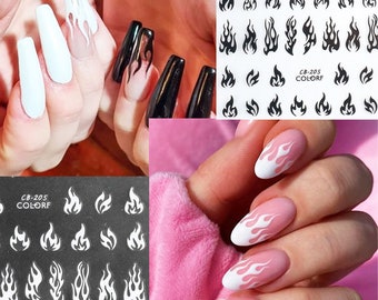Flame Nail Art Stickers, Self-Adhesive Fire Decals