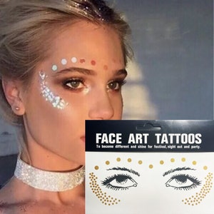 Golden Freckles Temporary Face Stickers/Floral Gold Party Tattoos/Festive Face Patches for Events
