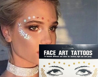 Golden Freckles Temporary Face Stickers/Floral Gold Party Tattoos/Festive Face Patches for Events