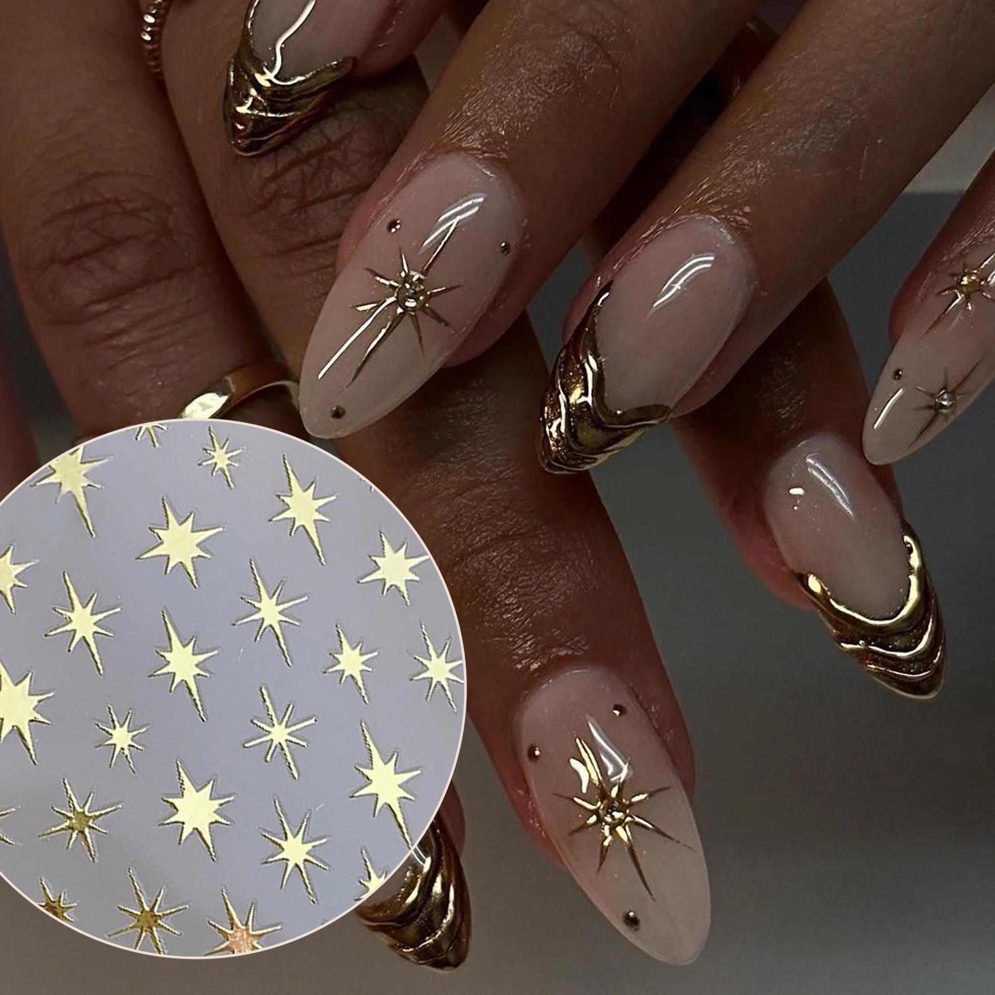 Vivid Starburst Dip Nail Designs