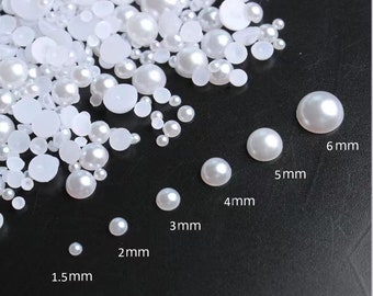 100 Pcs Mixed Half Pearl Mini Nail Charms/Small Ivory Stone Loose Beads/DIY Design Art/ABS Kawaii Lovely Decoration