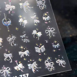 Adesivi per nail art con fiocco olografico 3D, graziosi adesivi per unghie con fiocco scintillante, forniture per unghie con nodo a farfalla iridescente per manicure fai da te 757