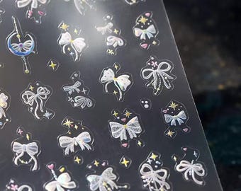 3D Holographische Bogen Nail Art Aufkleber, niedliche Band Sparkle Nagel Abziehbilder, irisierende Schmetterling Knoten Nagel Zubehör für DIY Maniküre Design 757