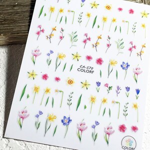 Wild Flower Stickers, Floral Nail Stickers, Nail Art Design, Fashion Nail Decals, Spring Flower Self-Adhesive 570 image 4