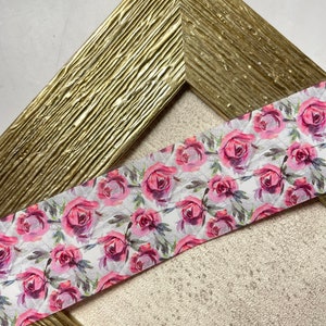 20cm x 5 Pcs Pink Flower Nail Foil, White Flower Transfer Sticker Decals Design 4#