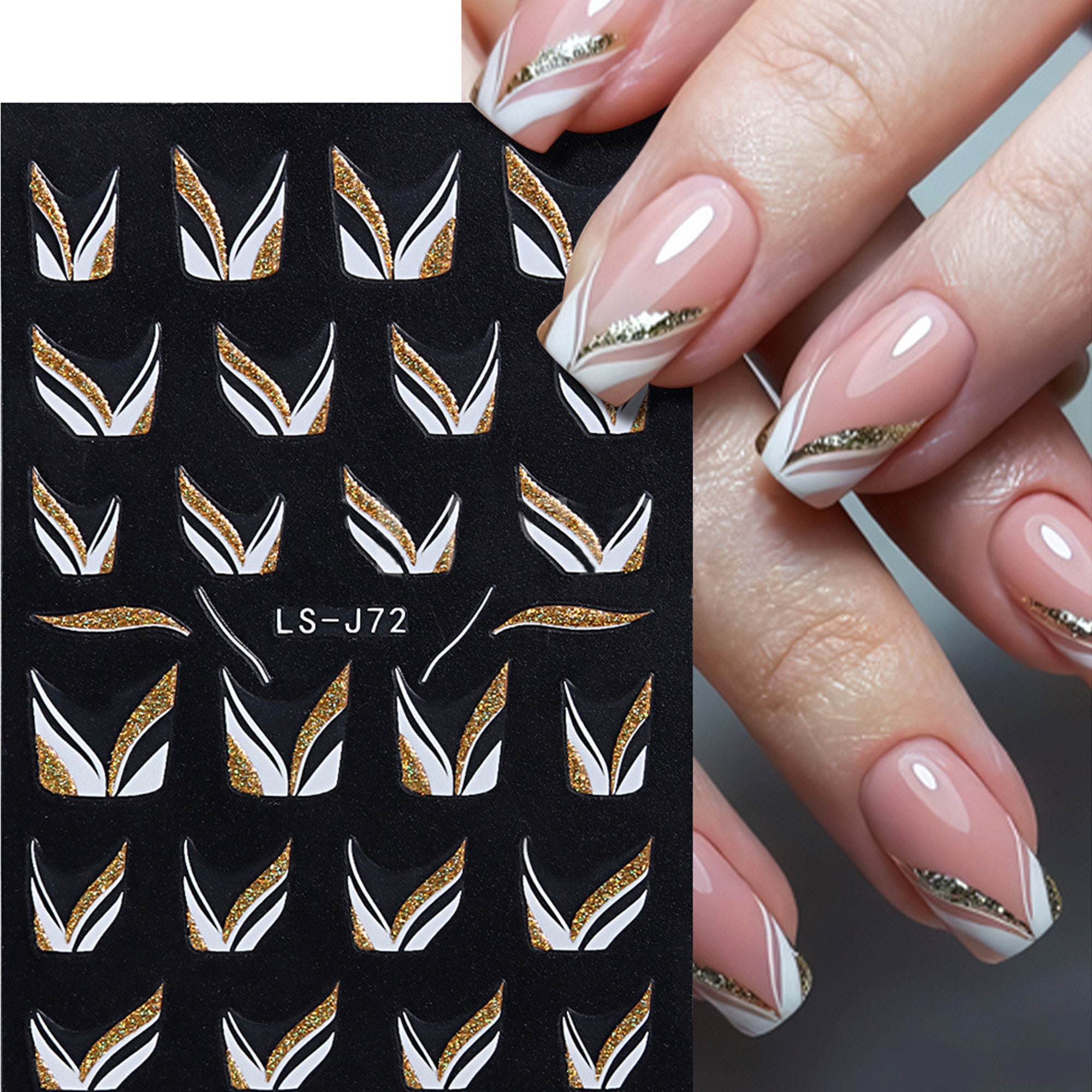 Gold French Tips Nails -  Sweden