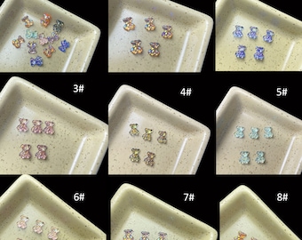 Mignon Cartoon Resin Nail Charms / Mini 3D Aurora Bear-5pc / 10pc-DIY Nail Craft Décoration / Manucure Design Accessoires