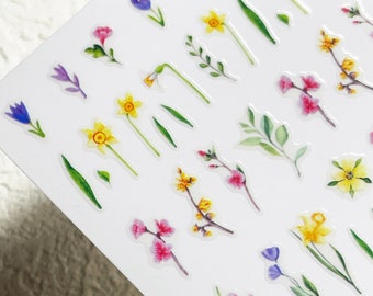 Wild Flower Stickers, Floral Nail Stickers, Nail Art Design, Fashion Nail Decals, Spring Flower Self-Adhesive 570