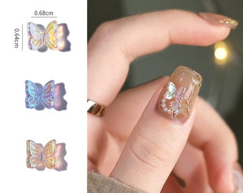 10/20/50 pièces Mini résine papillon strass décoration/3D Aurora ongles breloques/Nail Art Design/scrap booking bijoux à bricoler soi-même