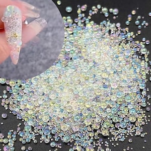 Bubble Beads Mixed Size Caviar Beads,Crystal Tiny Rhinestones Nail Decals,DIY Charms,Nail Art Accessories