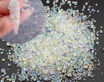 Bubble Beads Mixed Size Caviar Beads,Crystal Tiny Rhinestones Nail Decals,DIY Charms,Nail Art Accessories