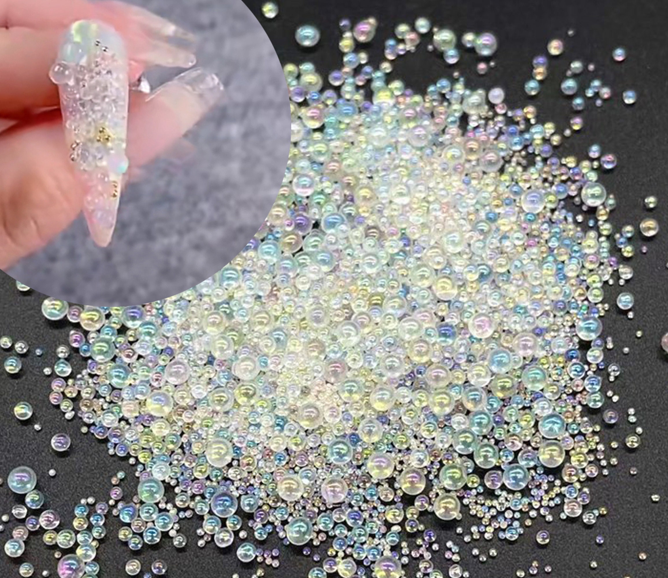 3D Mini Caviar Nail Beads Gold Silver Stainless Beads 0.4-1.2mm Tiny Balls  Metal Charms Jewelry Nail DIY Manicure Decoration