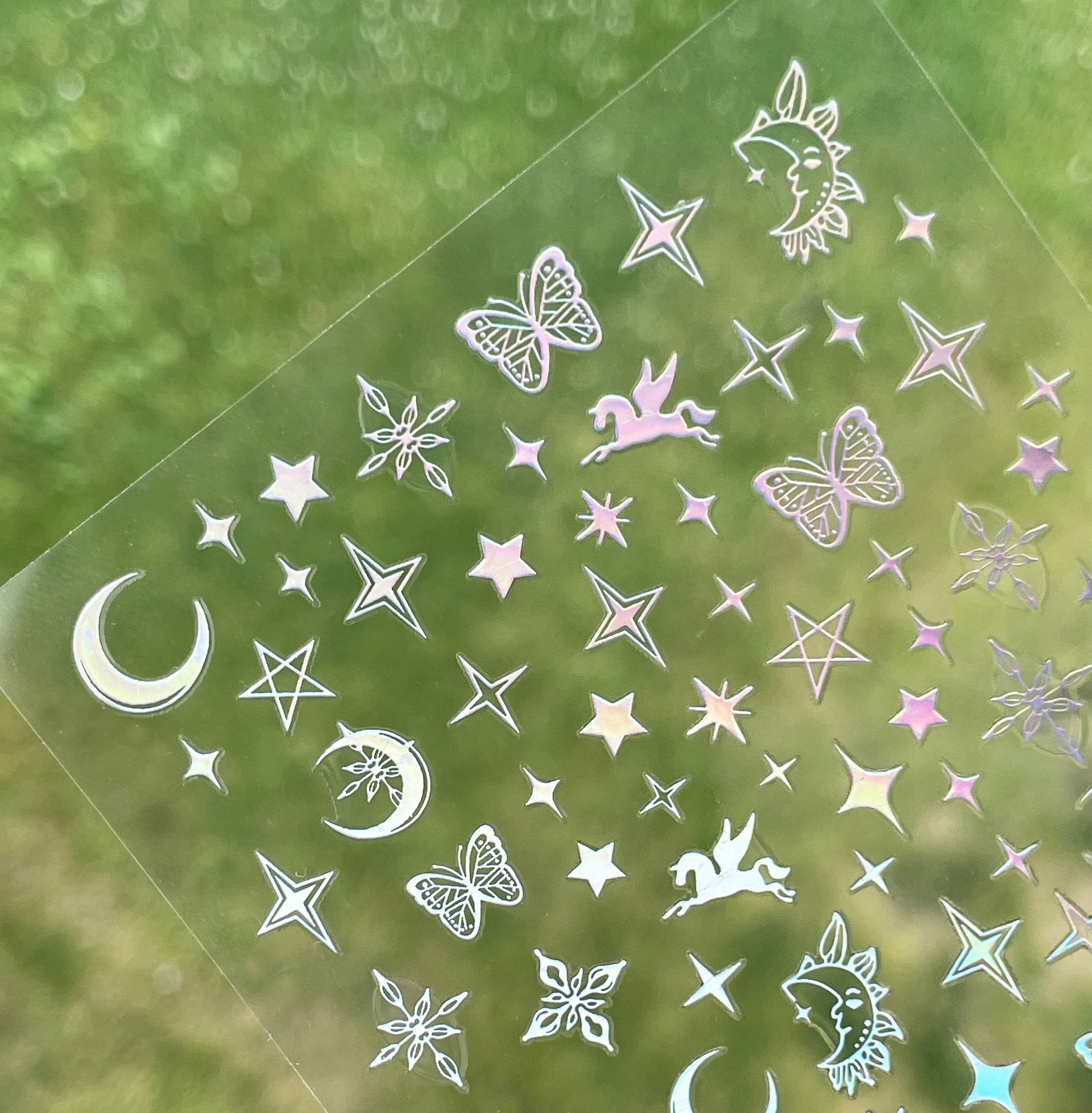 Unicorn Nail Stickers,Stars Moon Butterfly Decals, Gold Wedding Nail Design,Self Adhesive Nail Art