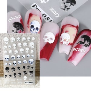 White Blace Skeleton Nail Decal,Halloween Self-Adhesive Nail Stickers, Nail Art Design,DIY Nails 051