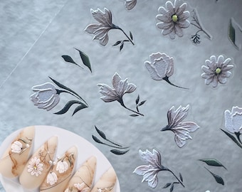 Magnolia Blossom Nail Art sticker, wilde bloem nagelstickers, roze bloemen zelfklevende sticker, Daisy nagelontwerp