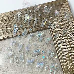 Laser Silber Schmetterling Nagel Aufkleber, Hologramm Schmetterling Design, Nagel Glamour Art Aufkleber, selbstklebend
