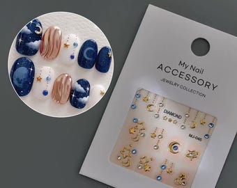 Breloques autocollantes pour ongles du zodiaque, décoration nail art astrologie or/argent avec strass, bijoux pour ongles horoscope, manucure DIY/étui de téléphone