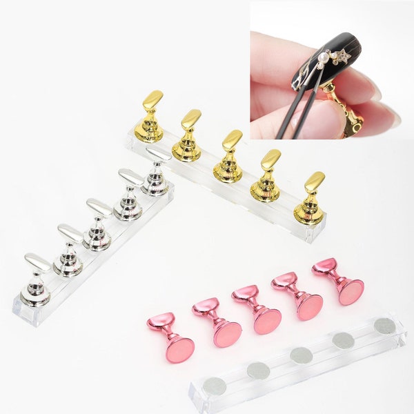 5pcs False Nail Holder/Magnetic Manicure Stand/Blank Nail Clear Showing Shelf/Manicure Chessboard/Practice Display