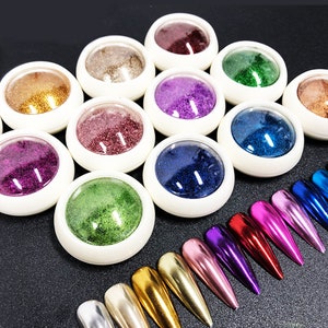 Magic Mirror Chrome Nail Powder/brokatowy połysk Dekoracja/Tytanowy plisowany metaliczny Manicure Dip/Wybierz własny zestaw