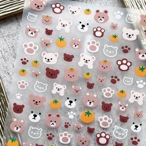 3D Cartoon Bear Nail Art Stickers, Manicure Decals, Brown Bear's Paw DIY Design image 3