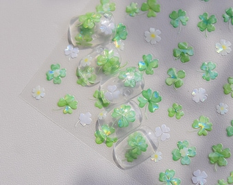 Nail Art-stickers met iriserende klaver, St. Patrick's Day-stickers