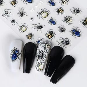 Halloween Nail Art Stickers, Spiders, Scorpions, Webs, Creepy-Crawlies, Bloody Fangs, Devil's Eye Design, DIY Spooky Nail Decals 258