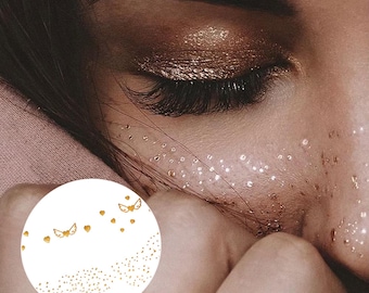 Gold/ Laser Silver Freckles Temporary Face Stickers, Gold Flower Tattoos for Parties, Face Tattoos for Patches