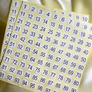 15 Sheets Round Sticky 1-102 Numbers Stickers Small Garment