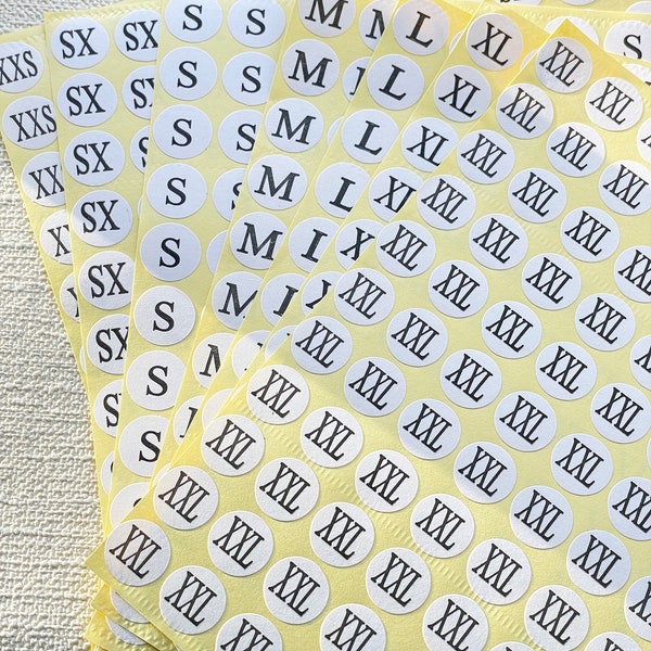 132 pcs/Sheet Size Stickers, XXS-XXL Size Labels, Clothing Size Stickers, Small Round Stickers, Clothing Size Labels