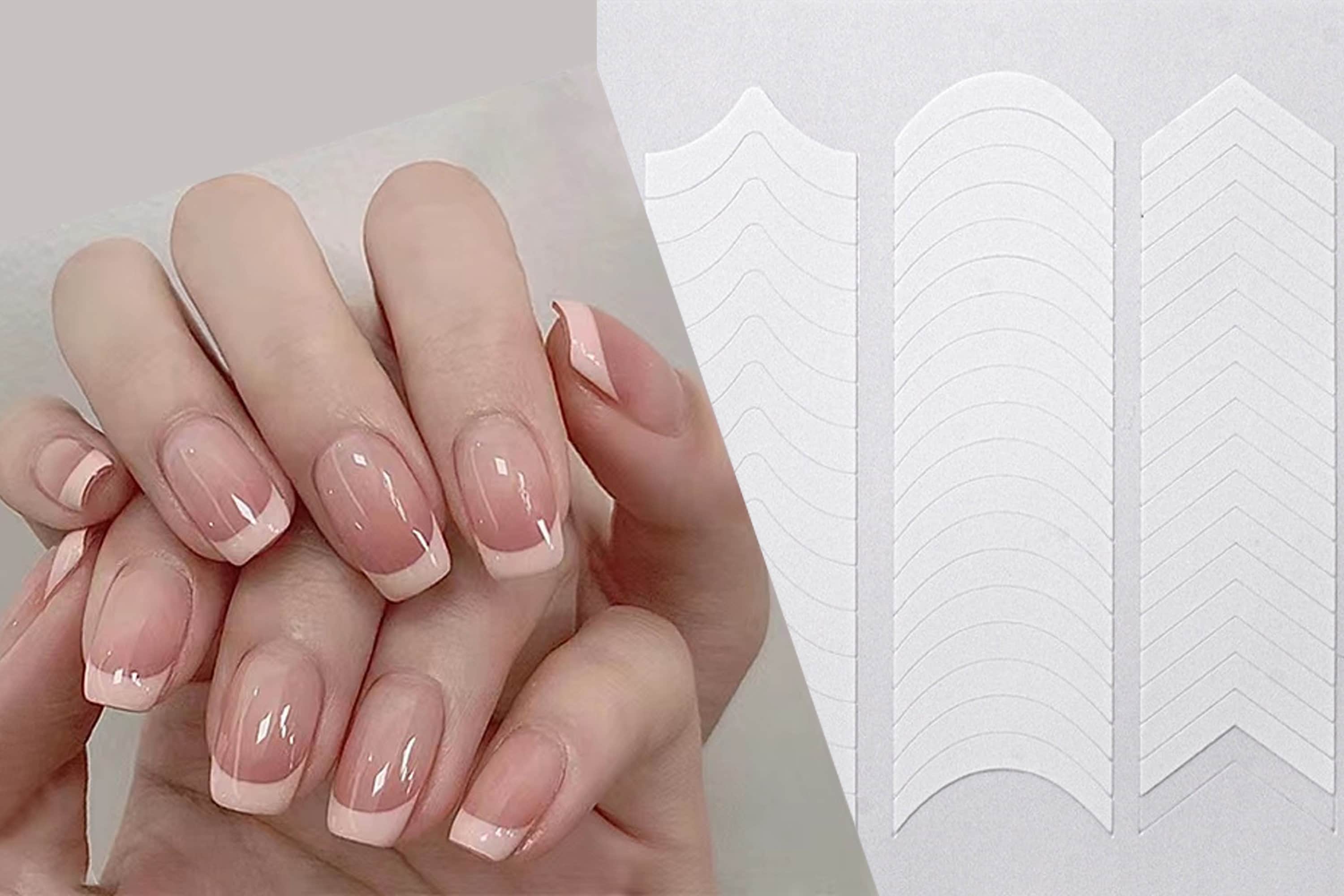 French Tip Vinyl Nail Guides Choice of 60 or 150 Guides Classic or Deep  French Repositionable Airbrush Stencil DIY Nails 