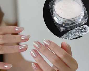 Pearl Chrome Nail Powder, White Chrome Powder, Pearl Nail Pigment Art Crystal Shiny Dust