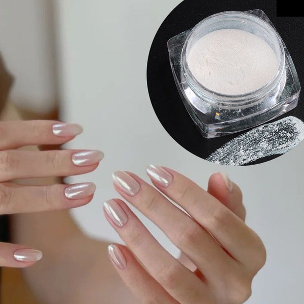 WHITE CHROME POWDER Matte Pigment Pearl Nail Pigment Art Crystal Shiny Dust