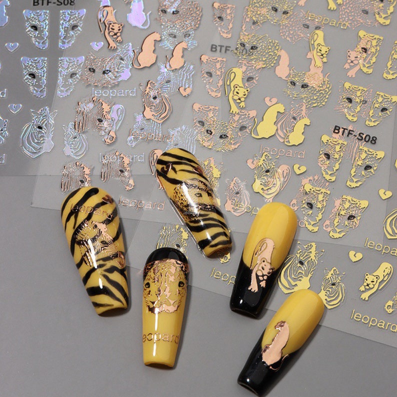 Gold/ Silver/black Leopard Print Sticker,hologram Cool Design Nail ...