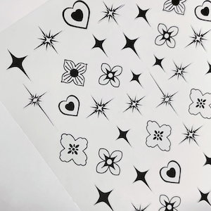 Weiß / Schwarz Boho Style Aufkleber, Hologramm Kreuz Stern Design, Nail Glamour Art Aufkleber, selbstklebende Abziehbilder