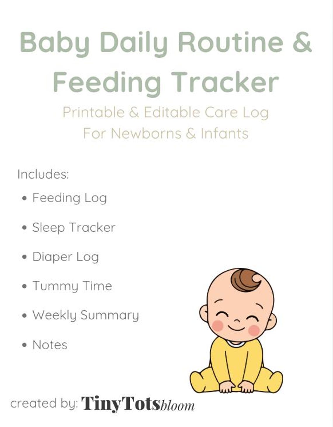 Tracking Baby Routine EDITABLE Baby Daily Routine & Feeding Tracker Printable + Digital ...