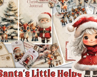 Christmas Junk Journal Pack: Santa's Helpers Reindeer and Elfs Scrapbook Paper Craft, Ephemera, Tags and more! Printable Digital Download