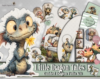 Little Dragon Tales – Guided Dragon Folio Kit: Printable Fantasy Keepsake with 100+ Elements to Layer & Tuck Away