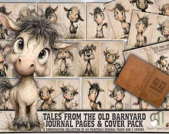 Rustic Farm Junk Journal Pages | Tales from the Old Barnyard Collection | 64 Printable Pages + 2 Covers