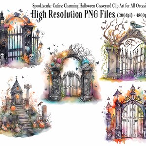 ハロウィーンの不気味な墓地 - 地下室 - クリップ アート - カード、招待状、プリント、スクラップブック、日記、死者の日用の恐ろしく大きな PNG