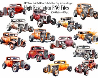 14 Timeless Classic Hot Rod Car PNG Images - Print, Cards, Collage, Junk Journal, American Cars, Muscle Cars, Nostalgic Automobiles