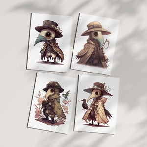 Charming Plague Doctor Clip Art:4 Images for Invitations, Prints, Scrapbooking, Journaling, Commercial Use, D&D Game Play, High resolution