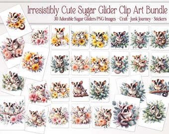 Sugar Glider Exotic Pet DIY Printable Crafts, Fuzzbutt, Sugar Mamma Junk Journal, Exotic Pet Collage Digi Scrapbook Aussie Stickers Ephemera